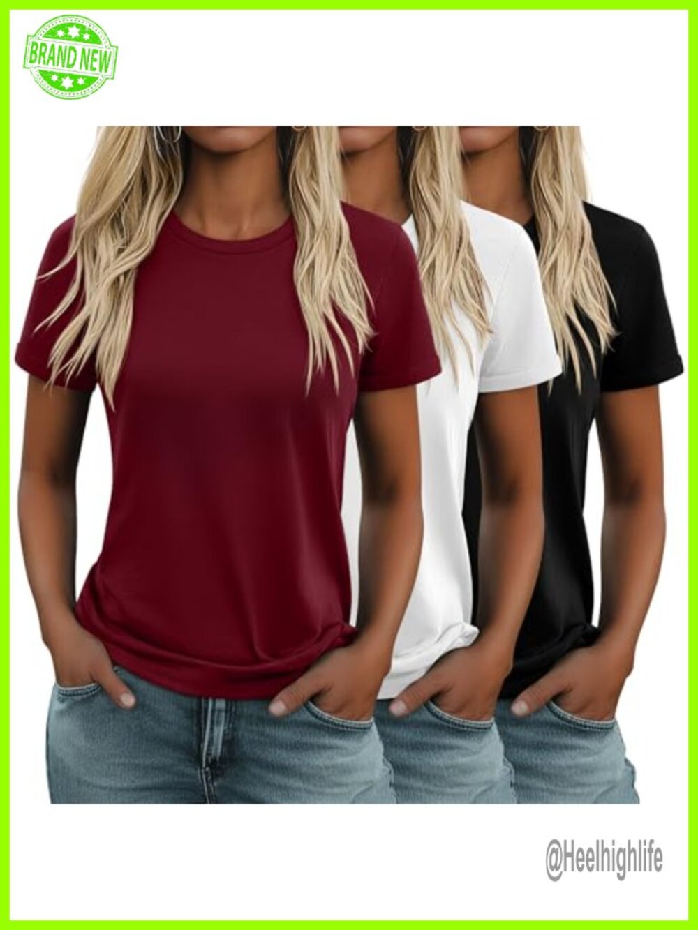 3 Pack Cotton Short Sleeve Crew Neck Tops Loose Fit Women's T-Shirts